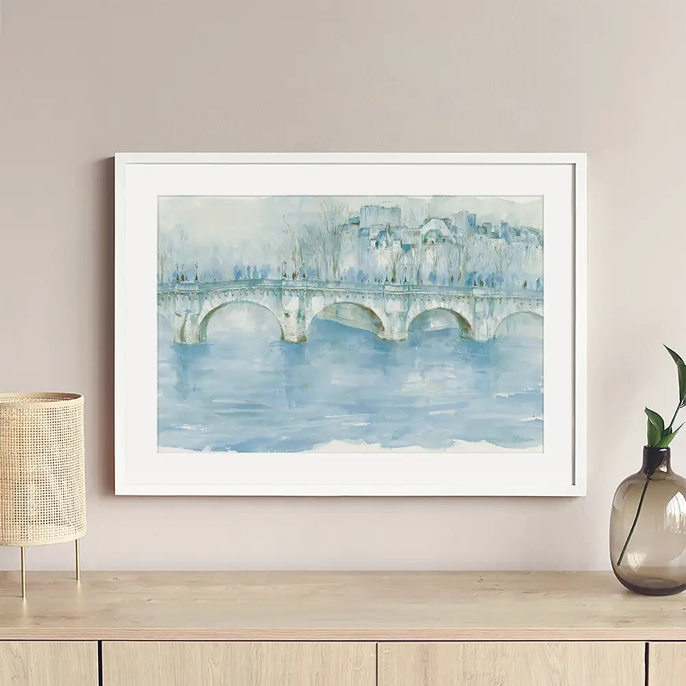 Pale Bridge Over River Framed Art Print Pale Bridge Over River Framed Art Print wall art product Chromatic Storm Studio