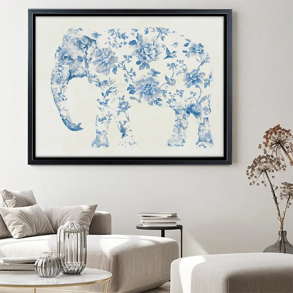 Pale Chinoiserie Elephant Canvas Print Pale Chinoiserie Elephant Canvas Print wall art product Chromatic Storm Studio