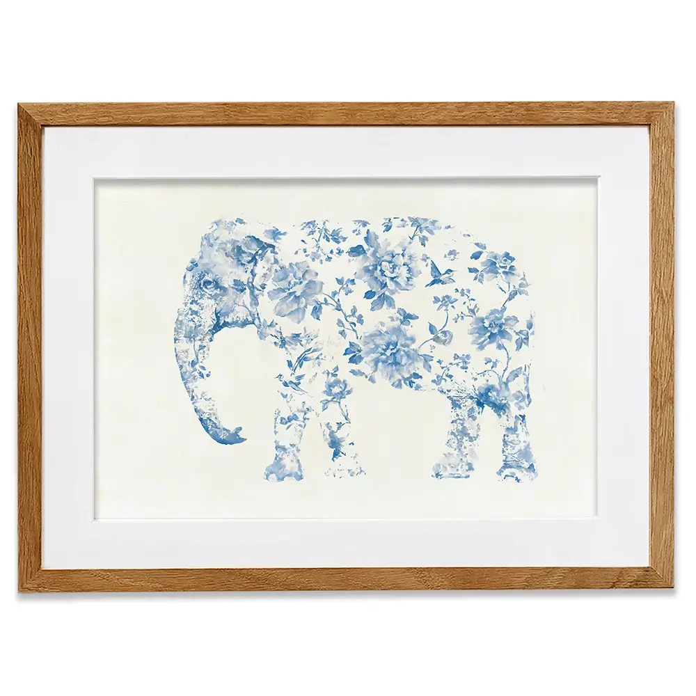 Pale Chinoiserie Elephant Framed Art Print Pale Chinoiserie Elephant Framed Art Print wall art product Chromatic Storm Studio