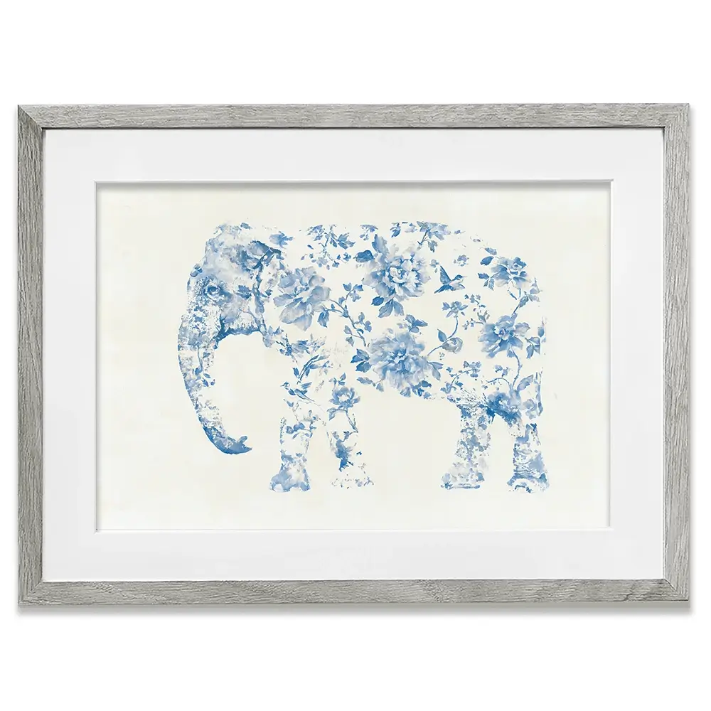 Pale Chinoiserie Elephant Framed Art Print Pale Chinoiserie Elephant Framed Art Print wall art product Chromatic Storm Studio