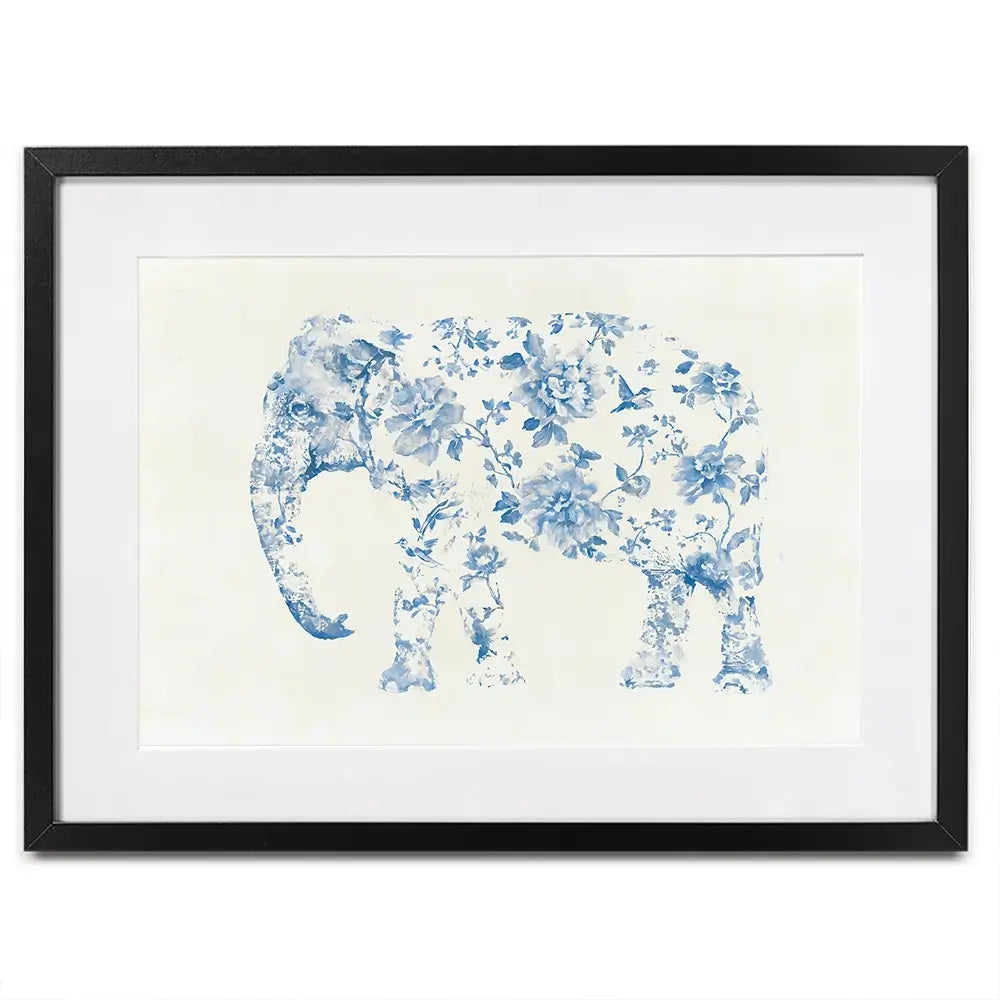 Pale Chinoiserie Elephant Framed Art Print Pale Chinoiserie Elephant Framed Art Print wall art product Chromatic Storm Studio