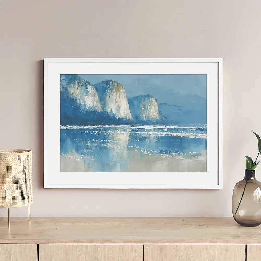 Pale Coastal Cliffs Framed Art Print Pale Coastal Cliffs Framed Art Print wall art product Chromatic Storm Studio