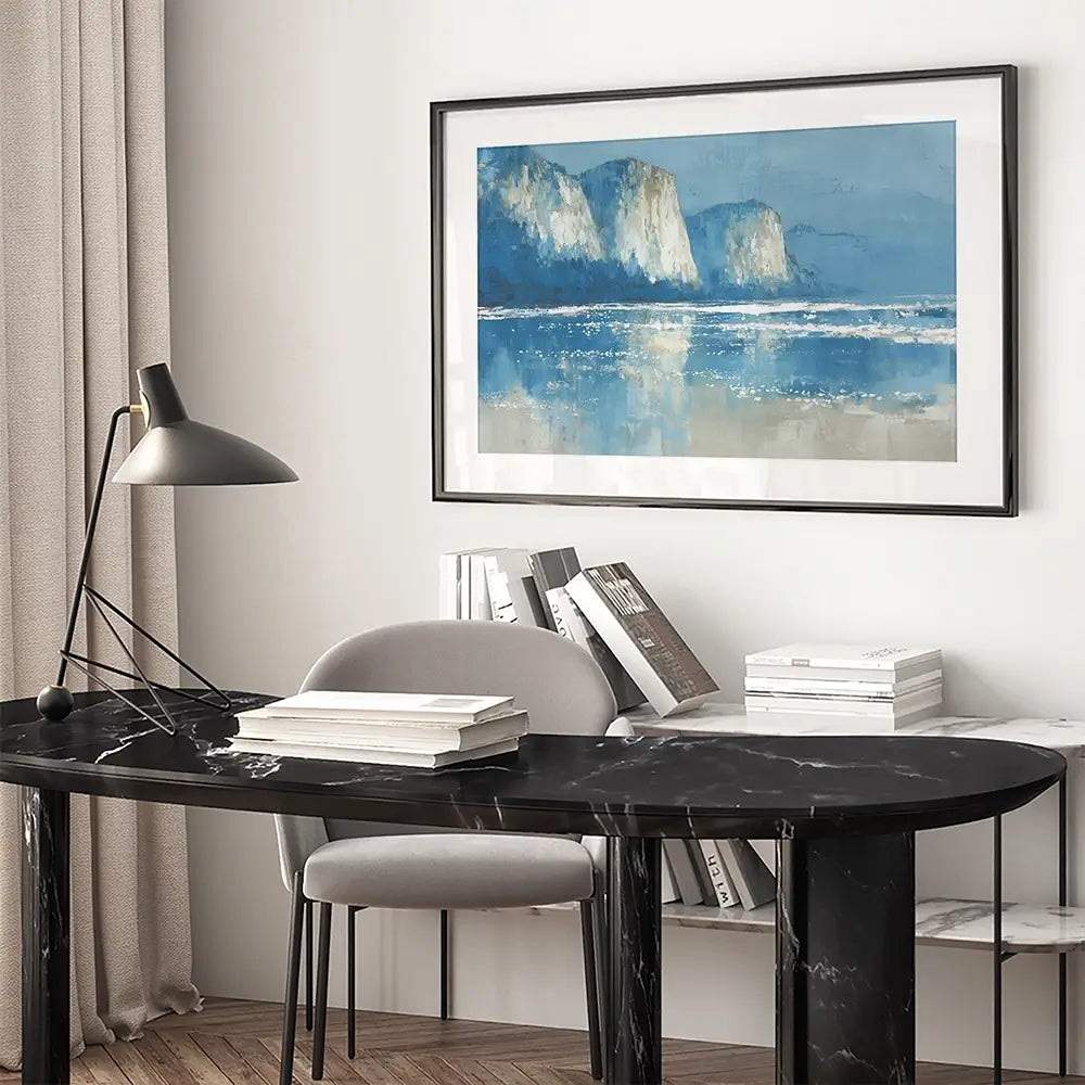 Pale Coastal Cliffs Framed Art Print Pale Coastal Cliffs Framed Art Print wall art product Chromatic Storm Studio