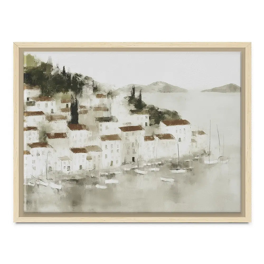 Pale Coastal Village Canvas Print Pale Coastal Village Canvas Print wall art product Chromatic Storm Studio