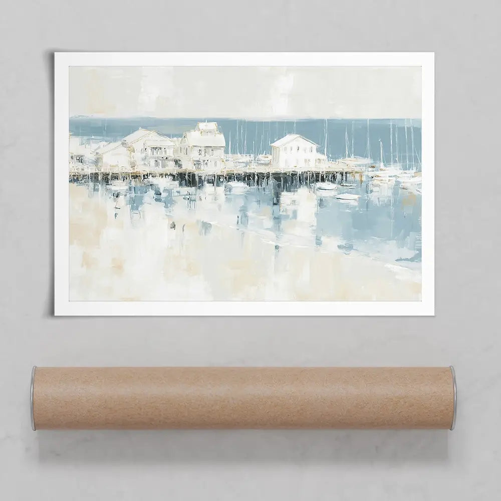 Pale Harbour Of Clapboard Houses Art Print Pale Harbour Of Clapboard Houses Art Print wall art product Chromatic Storm Studio
