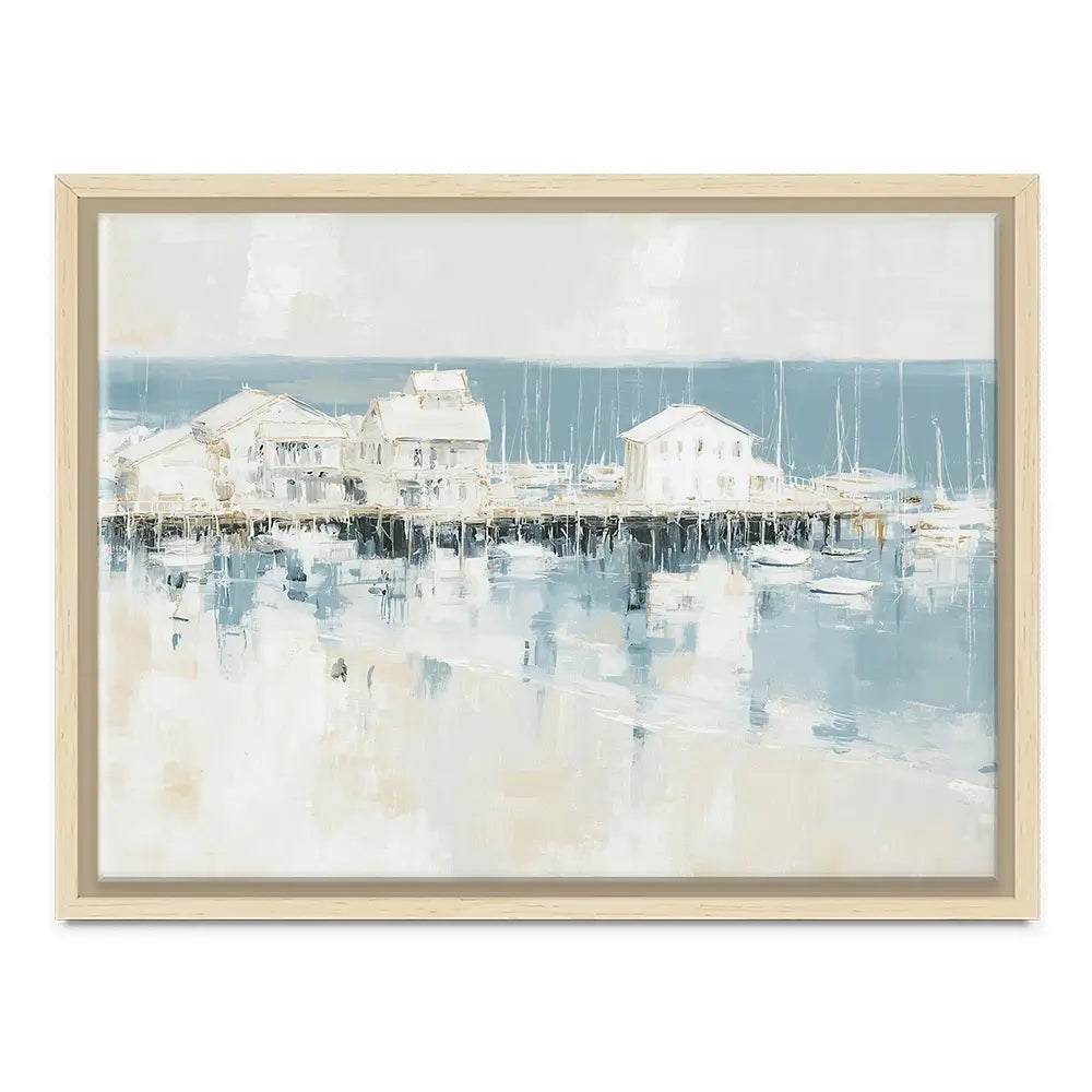 Pale Harbour Of Clapboard Houses Canvas Print Pale Harbour Of Clapboard Houses Canvas Print wall art product Chromatic Storm Studio