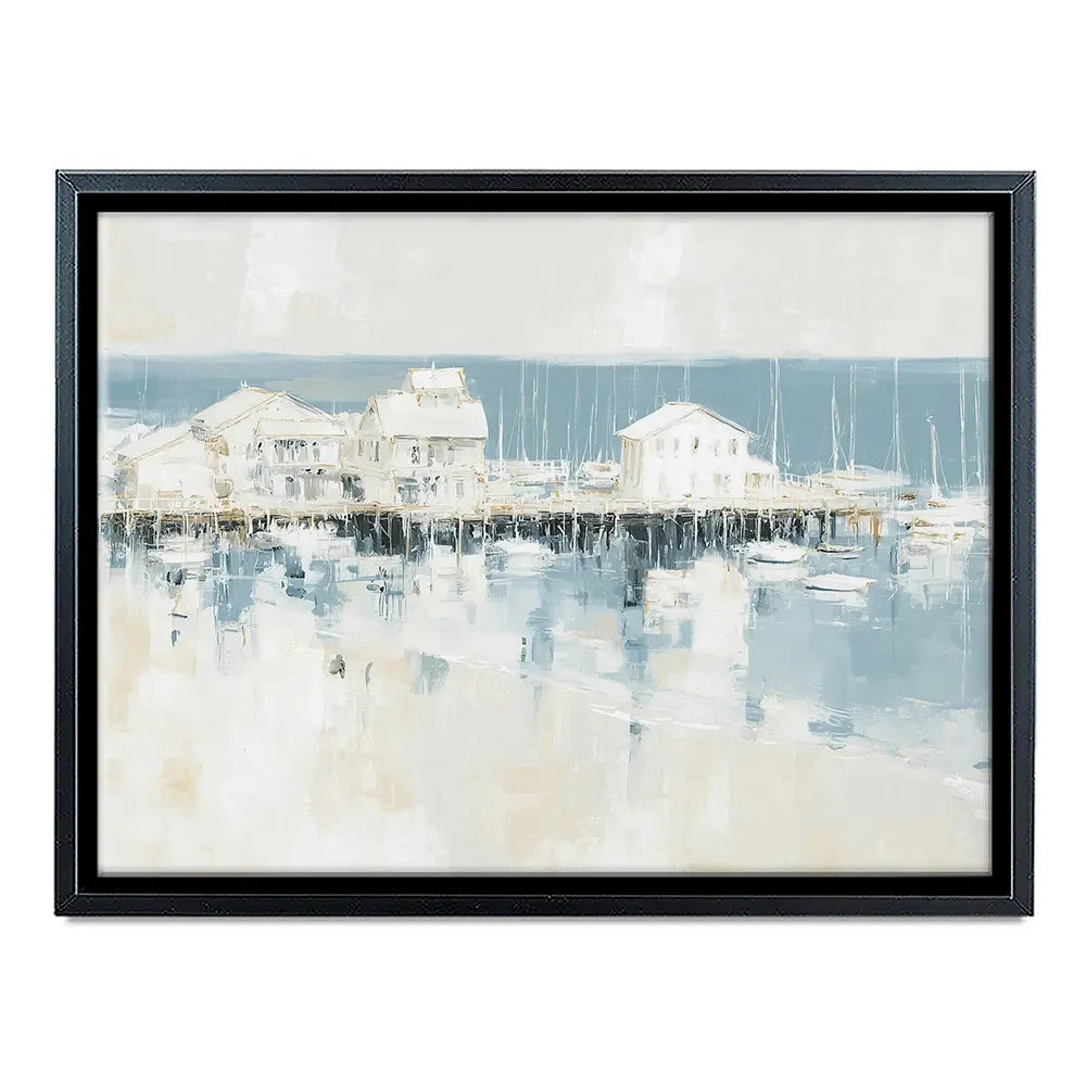Pale Harbour Of Clapboard Houses Canvas Print Pale Harbour Of Clapboard Houses Canvas Print wall art product Chromatic Storm Studio