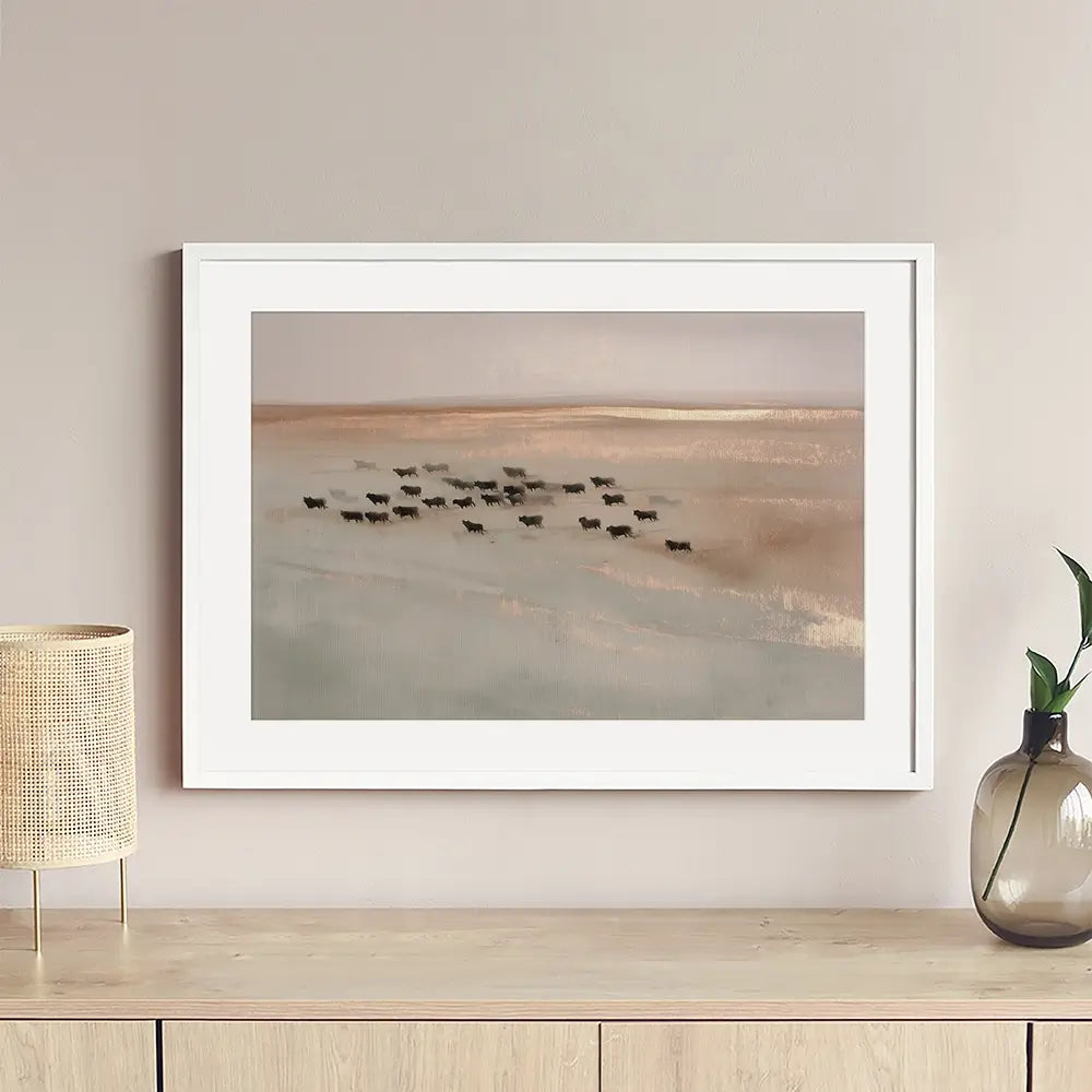 Pale Herd Dust Run Framed Art Print Pale Herd Dust Run Framed Art Print wall art product Chromatic Storm Studio