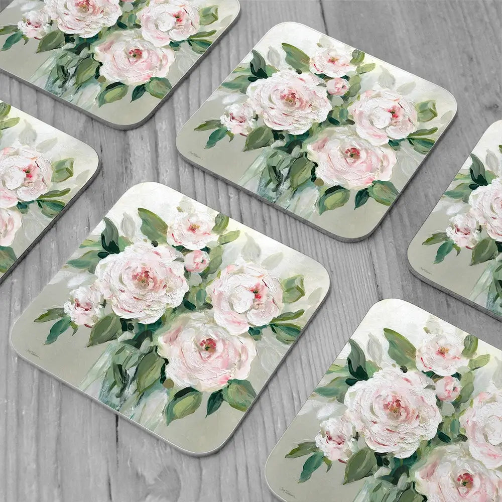 Pale Pink Blossoms Coaster Set Pale Pink Blossoms Coaster Set wall art product Carol Robinson