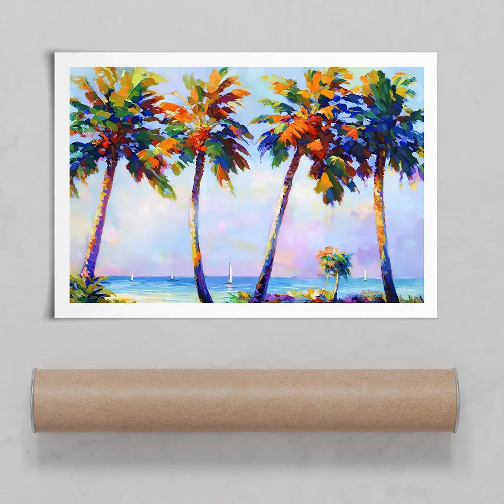 Palm Trees In The Suns Warmth Art Print Palm Trees In The Suns Warmth Art Print wall art product Leon Devenice