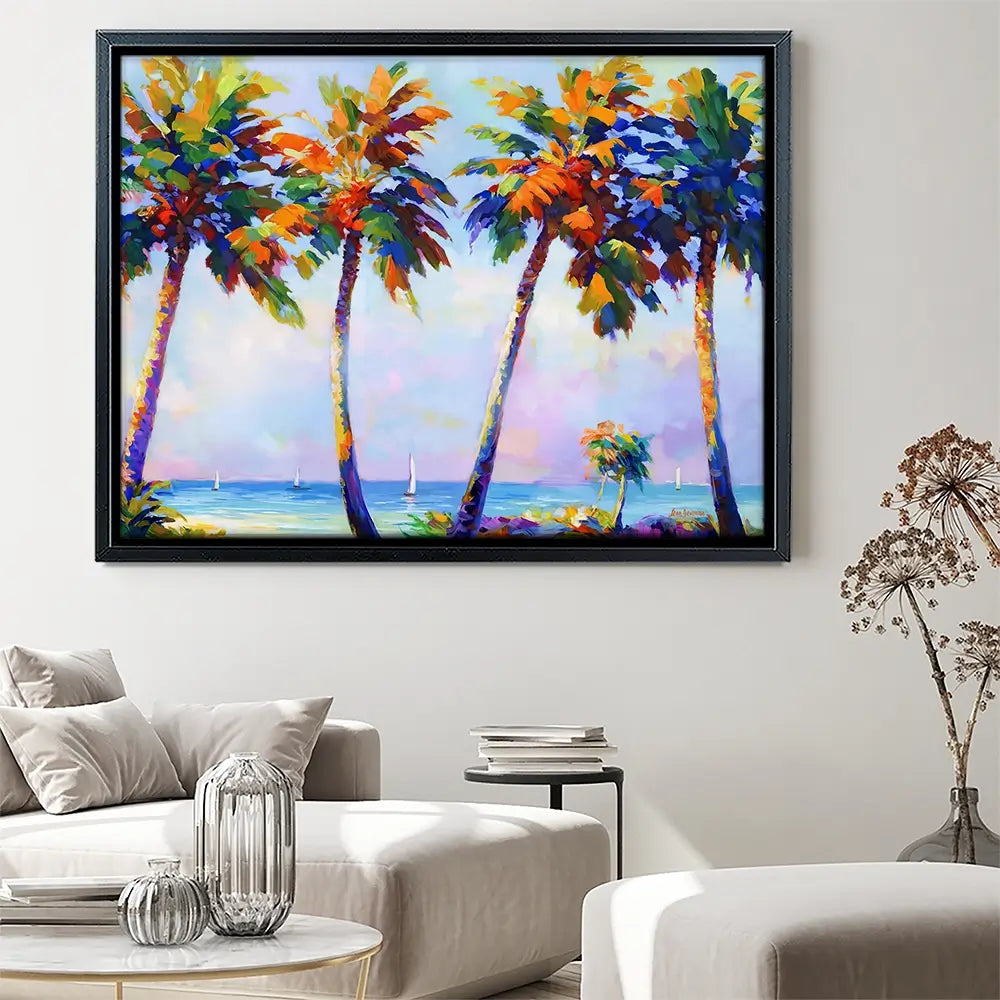 Palm Trees In The Suns Warmth Canvas Print Palm Trees In The Suns Warmth Canvas Print wall art product Leon Devenice