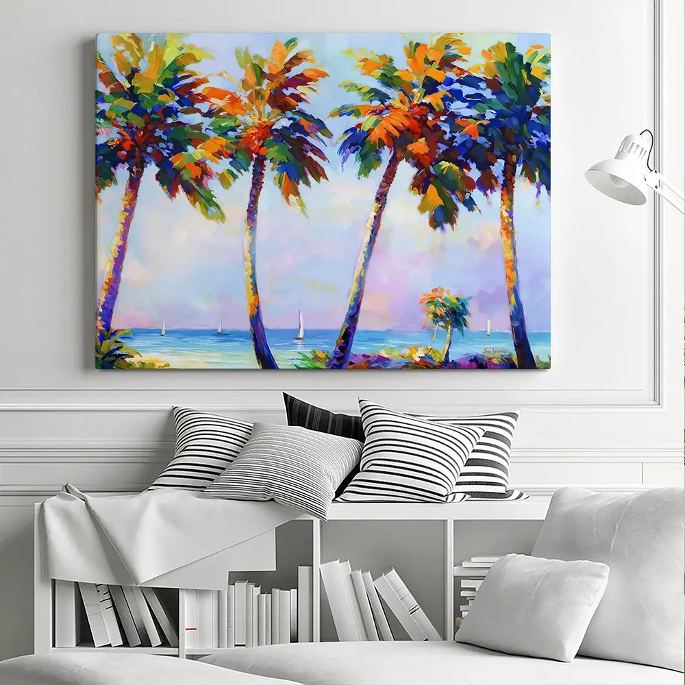 Palm Trees In The Suns Warmth Canvas Print Palm Trees In The Suns Warmth Canvas Print wall art product Leon Devenice