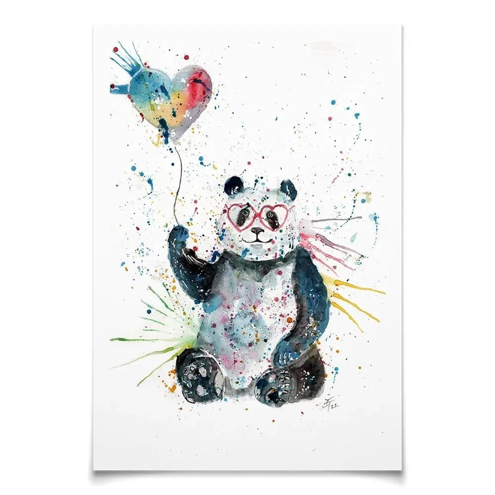 Panda And Heart Balloon Art Print Panda And Heart Balloon Art Print wall art product Jamie Taylor