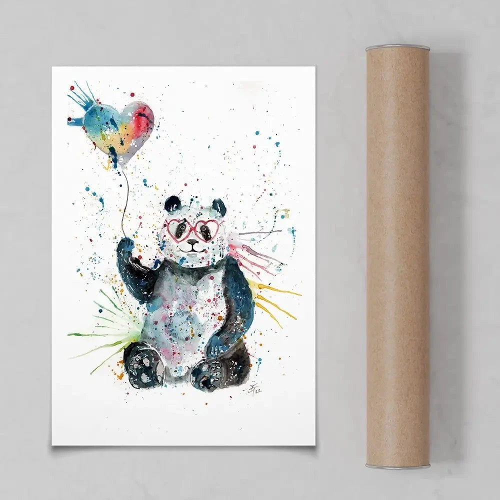 Panda And Heart Balloon Art Print Panda And Heart Balloon Art Print wall art product Jamie Taylor