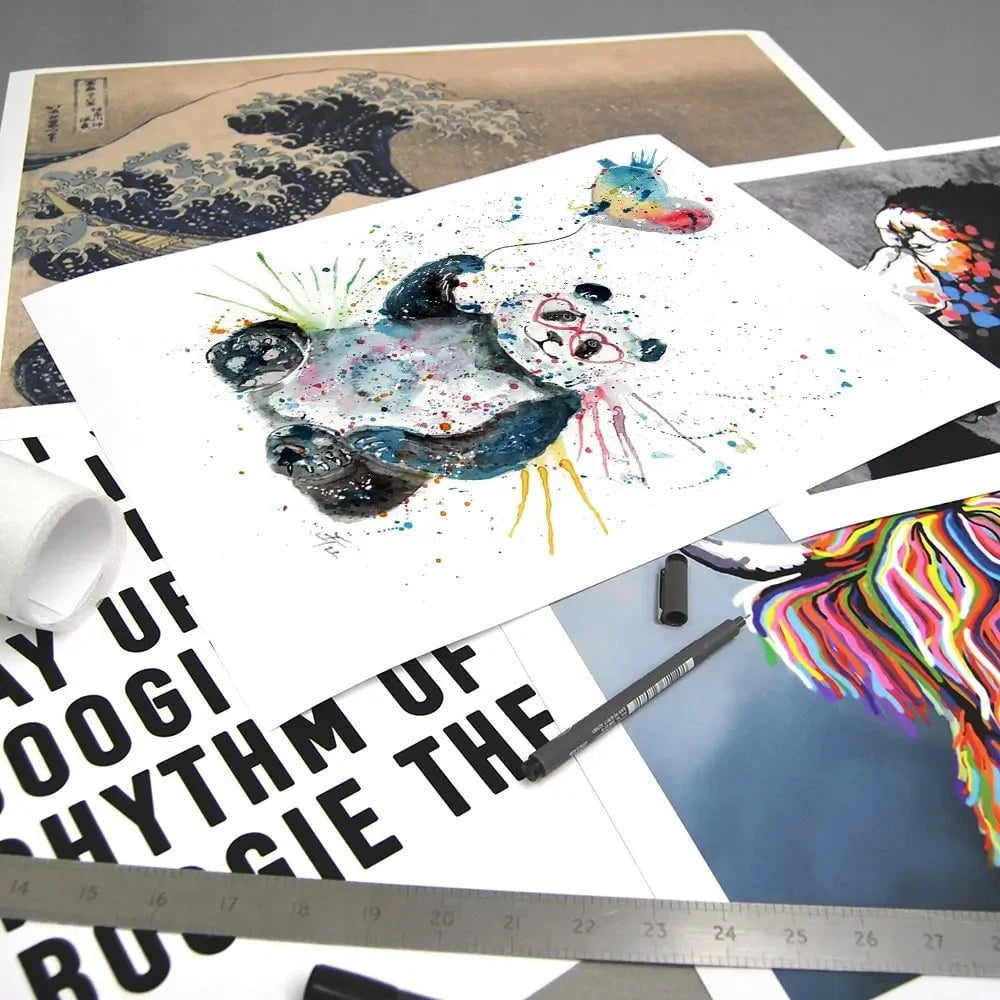 Panda And Heart Balloon Art Print Panda And Heart Balloon Art Print wall art product Jamie Taylor