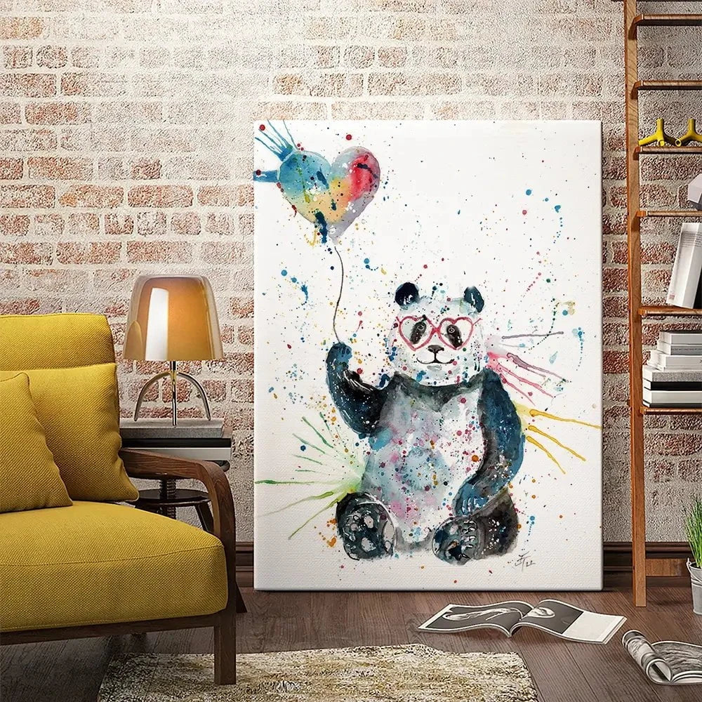 Panda And Heart Balloon Canvas Print Panda And Heart Balloon Canvas Print wall art product Jamie Taylor