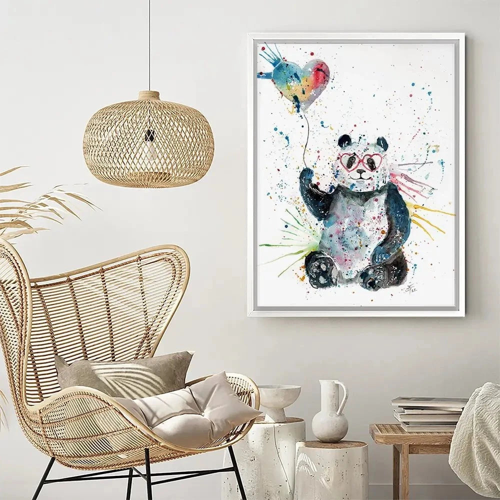 Panda And Heart Balloon Canvas Print Panda And Heart Balloon Canvas Print wall art product Jamie Taylor