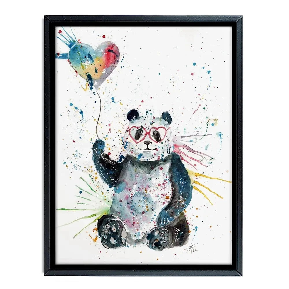 Panda And Heart Balloon Canvas Print Panda And Heart Balloon Canvas Print wall art product Jamie Taylor