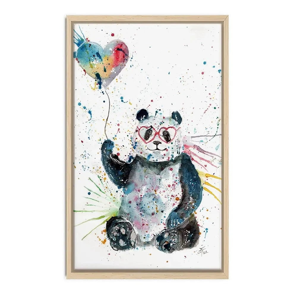Panda And Heart Balloon Canvas Print Panda And Heart Balloon Canvas Print wall art product Jamie Taylor