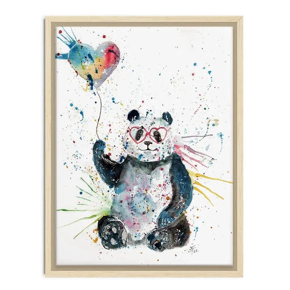 Panda And Heart Balloon Canvas Print Panda And Heart Balloon Canvas Print wall art product Jamie Taylor