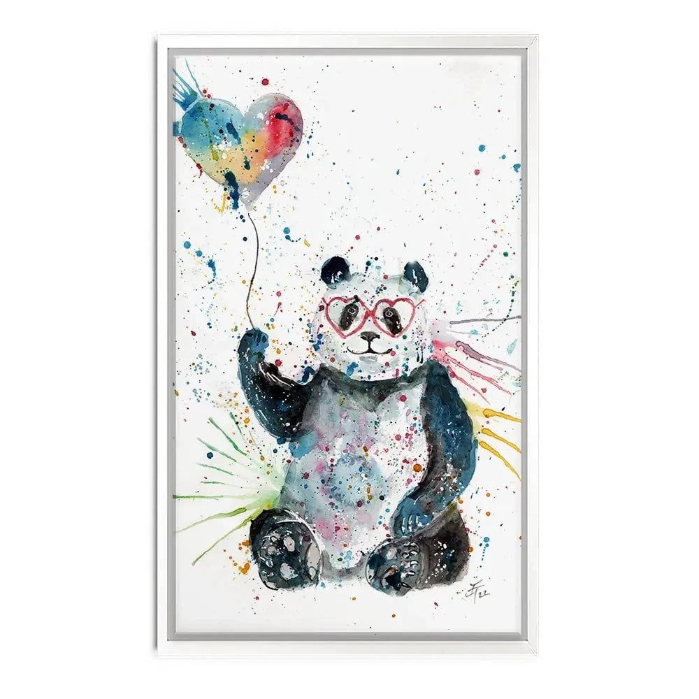 Panda And Heart Balloon Canvas Print Panda And Heart Balloon Canvas Print wall art product Jamie Taylor