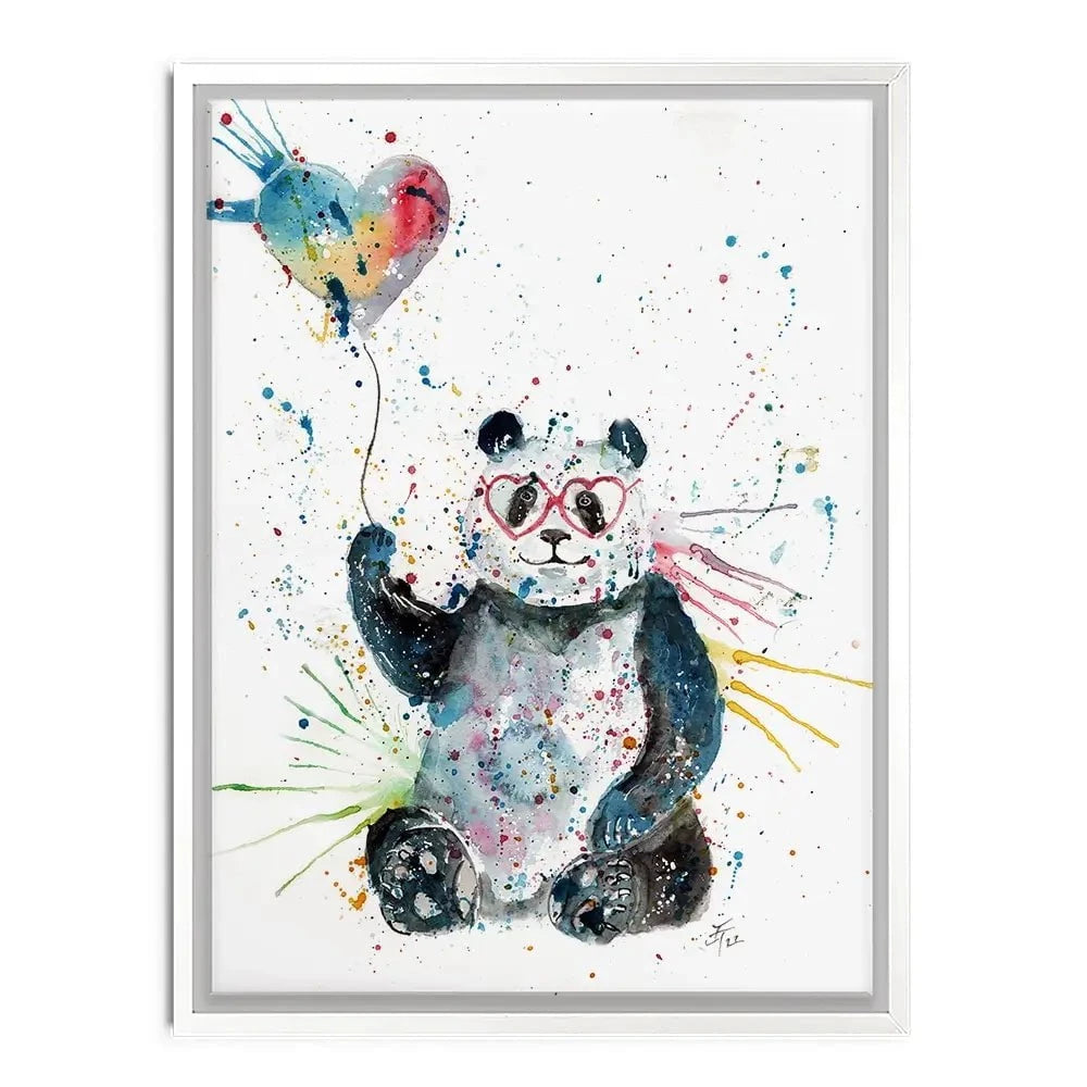 Panda And Heart Balloon Canvas Print Panda And Heart Balloon Canvas Print wall art product Jamie Taylor