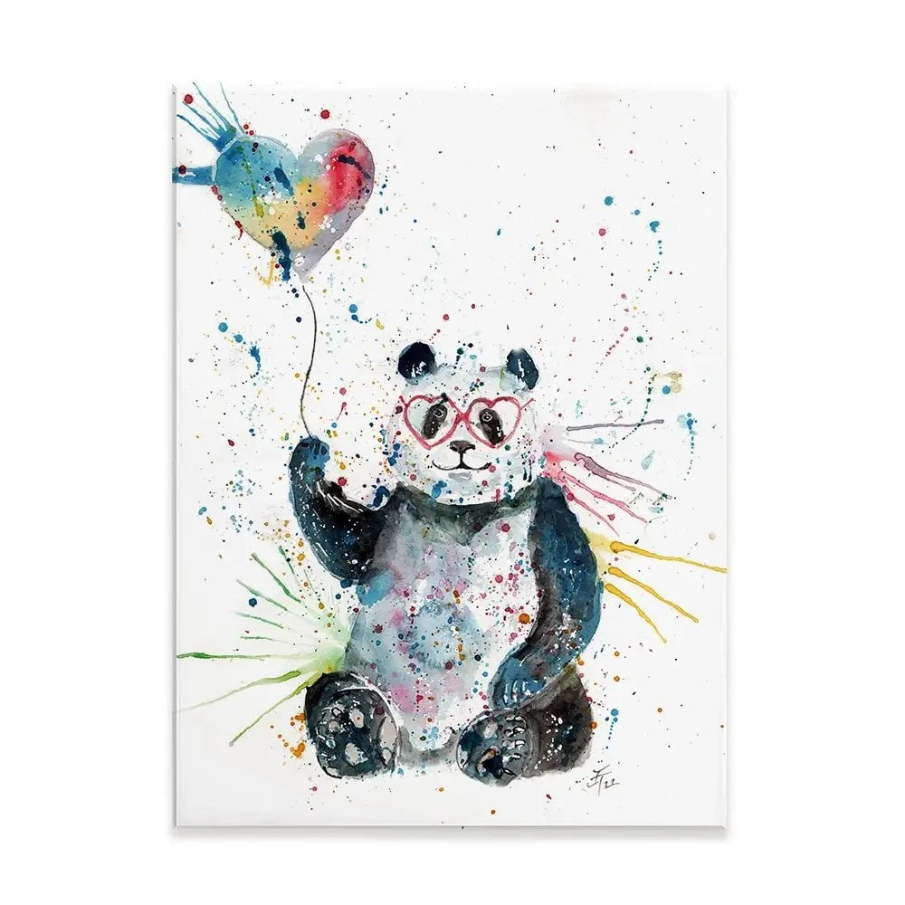Panda And Heart Balloon Canvas Print Panda And Heart Balloon Canvas Print wall art product Jamie Taylor