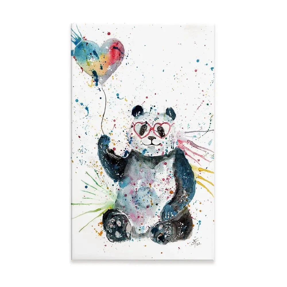 Panda And Heart Balloon Canvas Print Panda And Heart Balloon Canvas Print wall art product Jamie Taylor