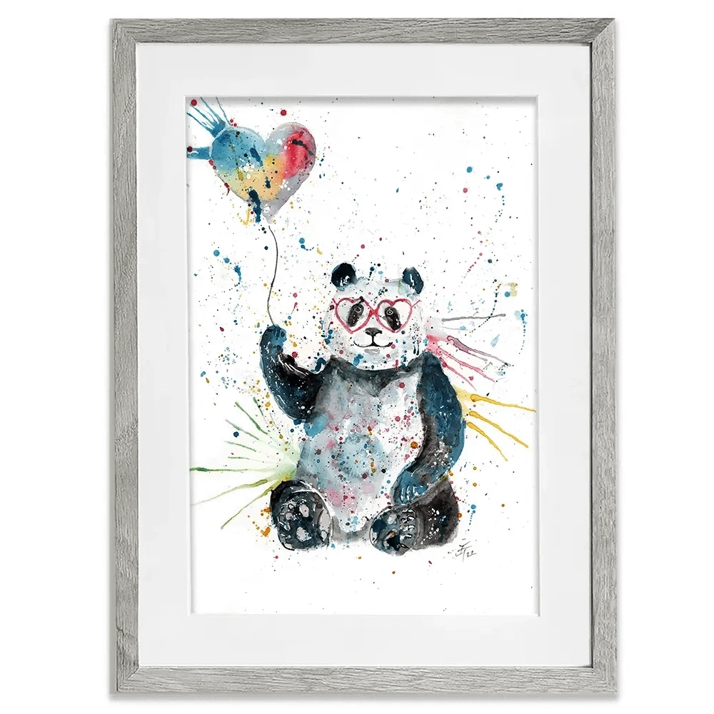Panda And Heart Balloon Framed Art Print Panda And Heart Balloon Framed Art Print wall art product Jamie Taylor