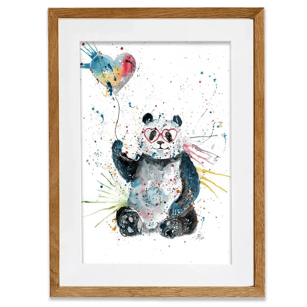 Panda And Heart Balloon Framed Art Print Panda And Heart Balloon Framed Art Print wall art product Jamie Taylor