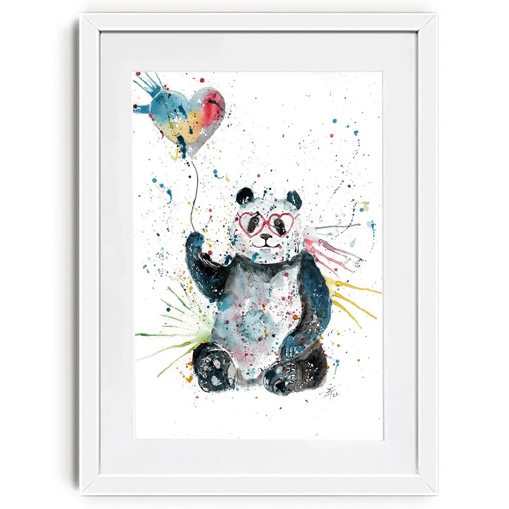 Panda And Heart Balloon Framed Art Print Panda And Heart Balloon Framed Art Print wall art product Jamie Taylor