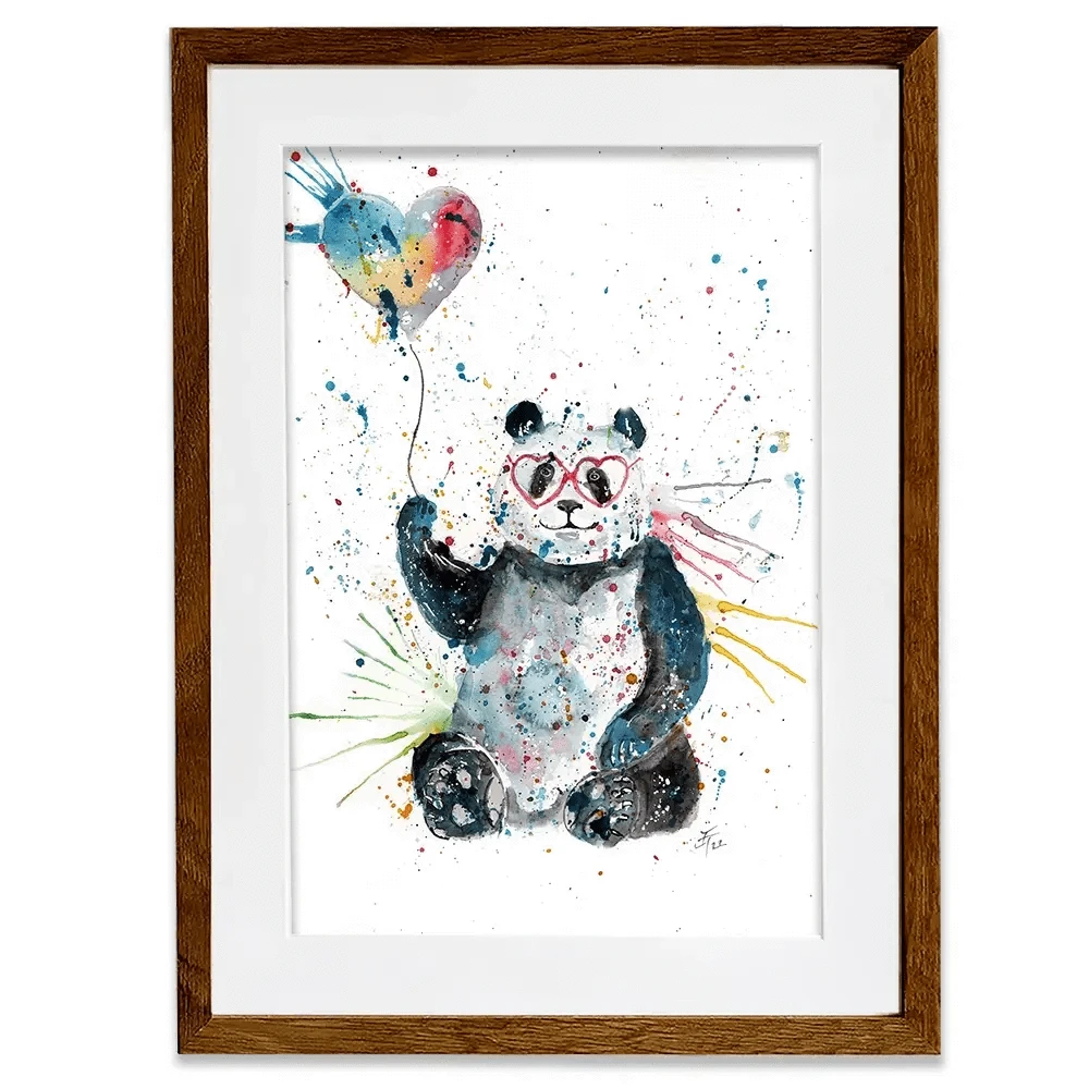Panda And Heart Balloon Framed Art Print Panda And Heart Balloon Framed Art Print wall art product Jamie Taylor