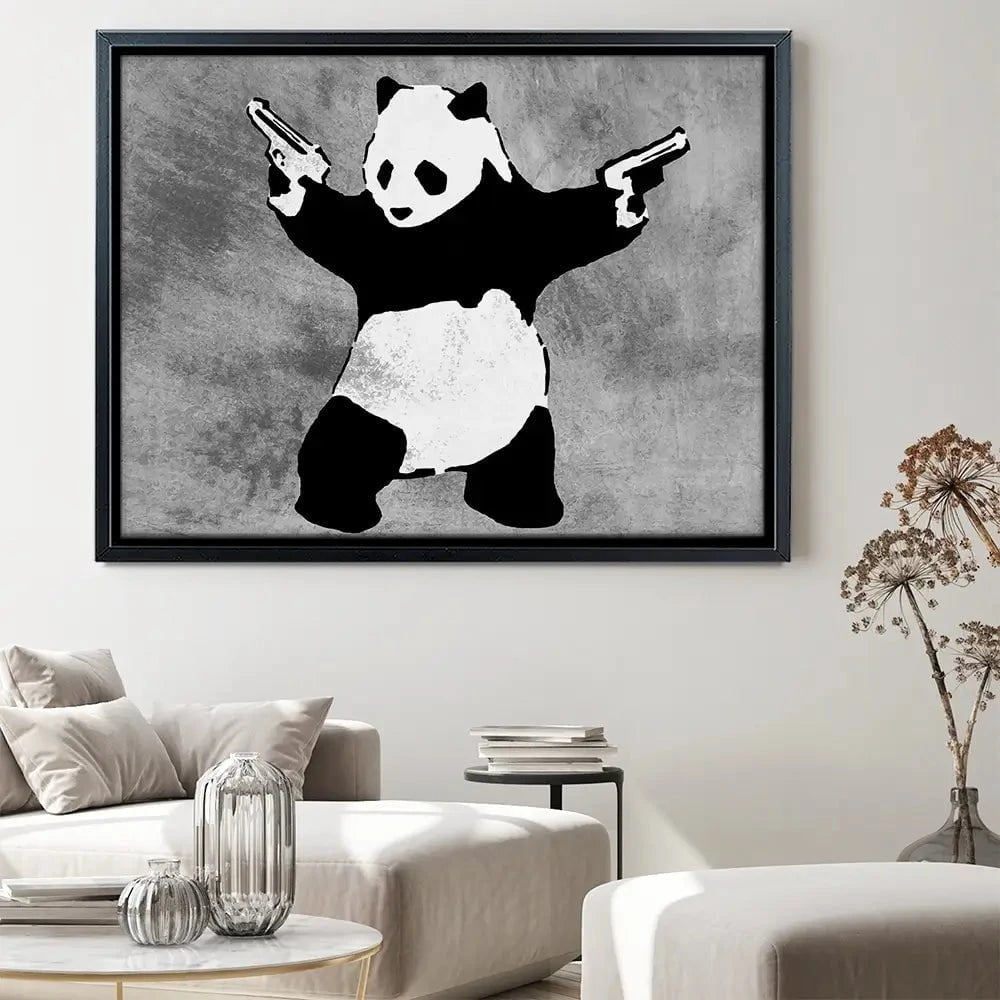 Panda Holding Guns Canvas Print Panda Holding Guns Canvas Print wall art product Banksy