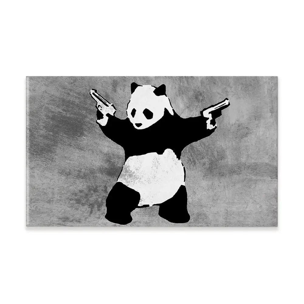 Panda Holding Guns Canvas Print Panda Holding Guns Canvas Print wall art product Banksy