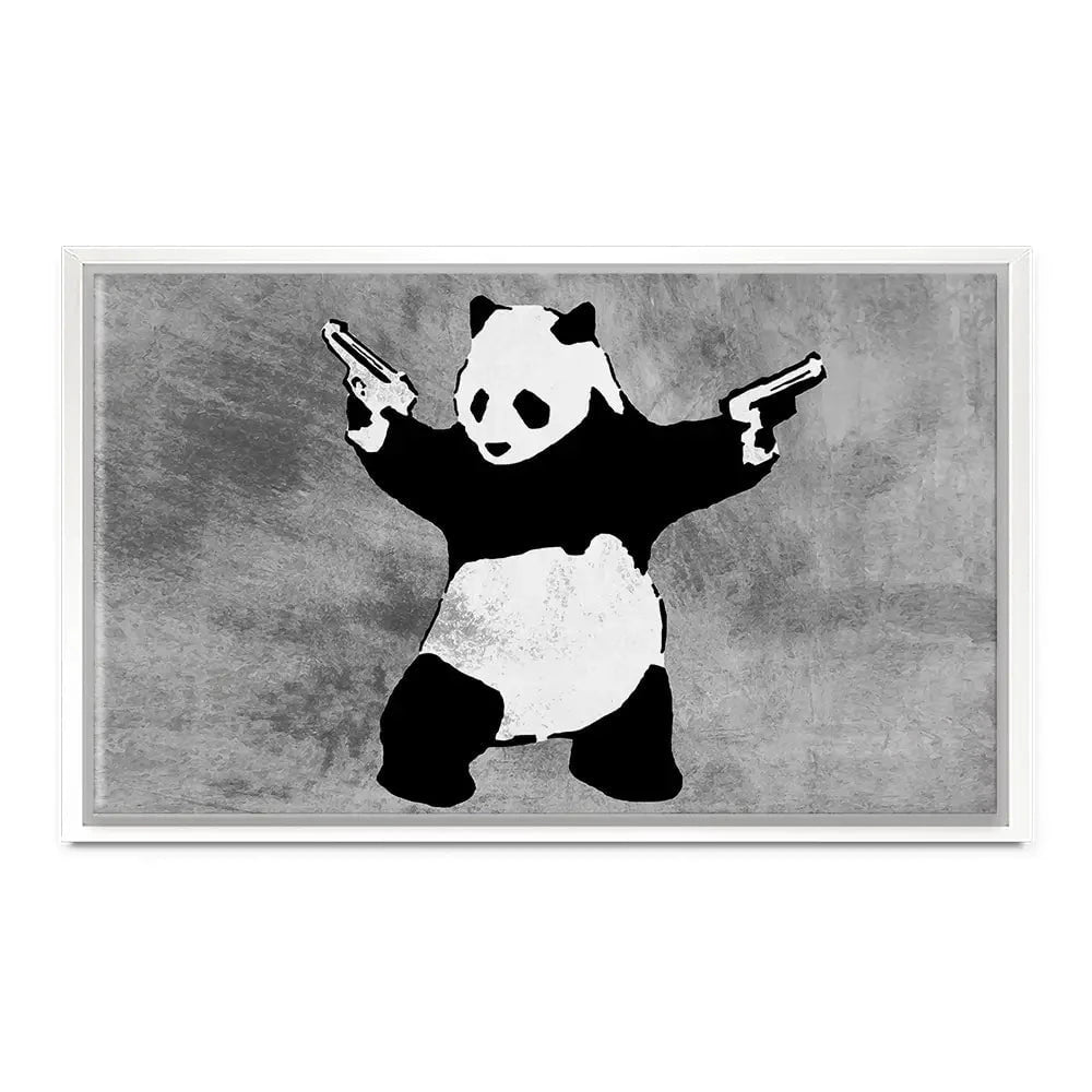 Panda Holding Guns Canvas Print Panda Holding Guns Canvas Print wall art product Banksy