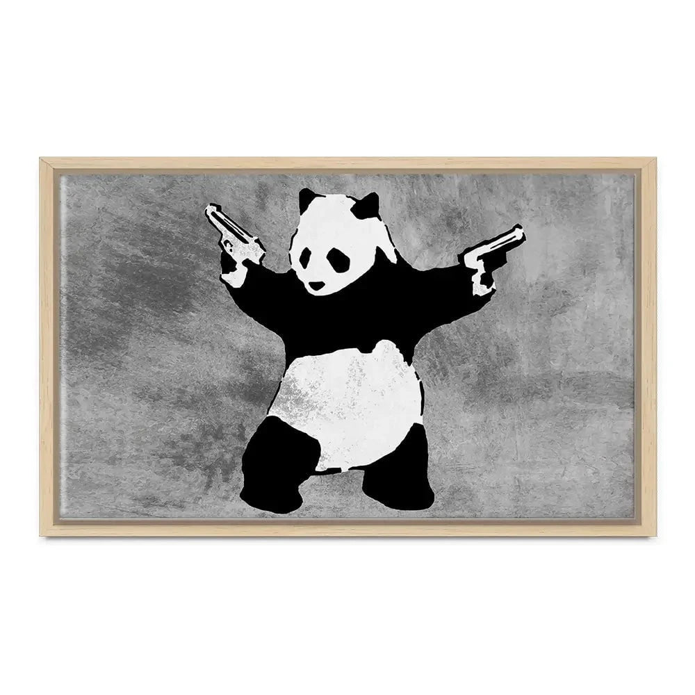 Panda Holding Guns Canvas Print Panda Holding Guns Canvas Print wall art product Banksy