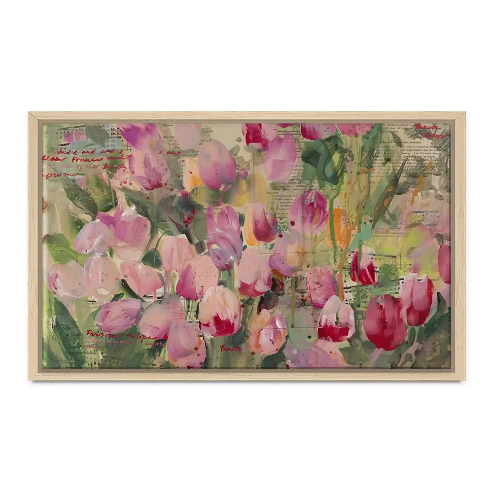 Parisian Tulips Manuscripts Canvas Print Parisian Tulips Manuscripts Canvas Print wall art product Tiffani Taylor - Independent