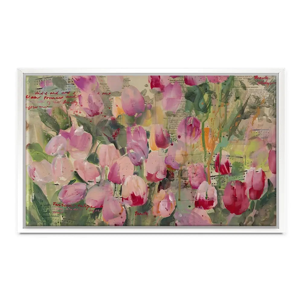 Parisian Tulips Manuscripts Canvas Print Parisian Tulips Manuscripts Canvas Print wall art product Tiffani Taylor - Independent