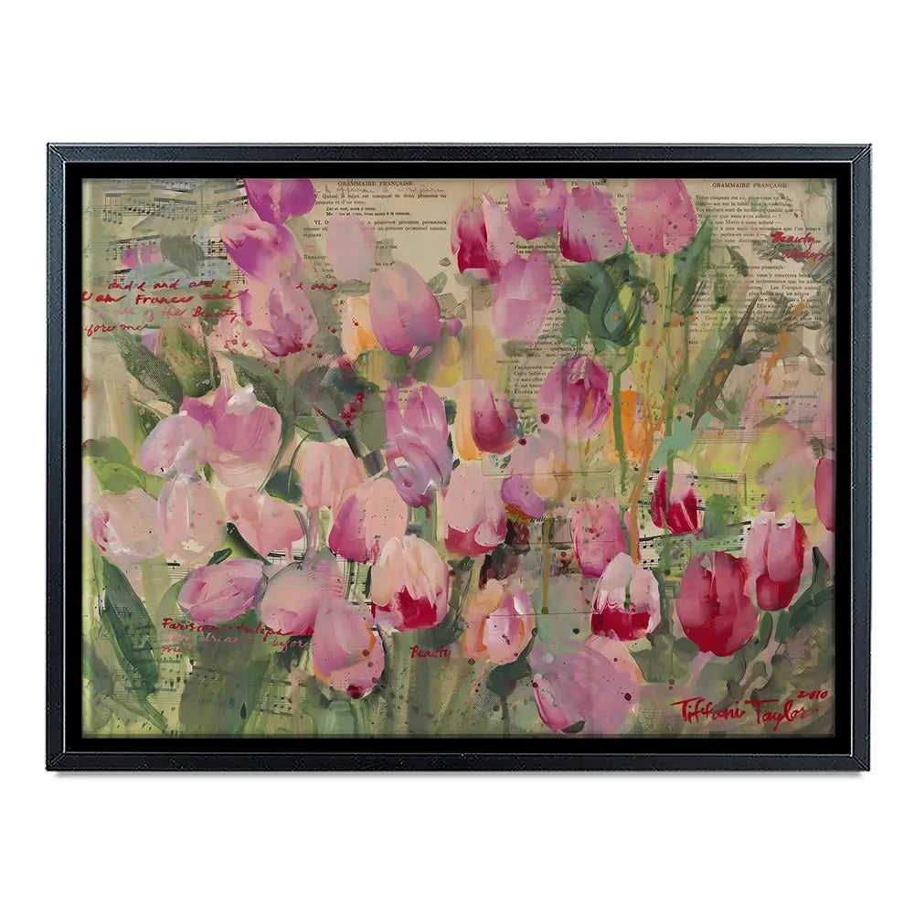 Parisian Tulips Manuscripts Canvas Print Parisian Tulips Manuscripts Canvas Print wall art product Tiffani Taylor - Independent