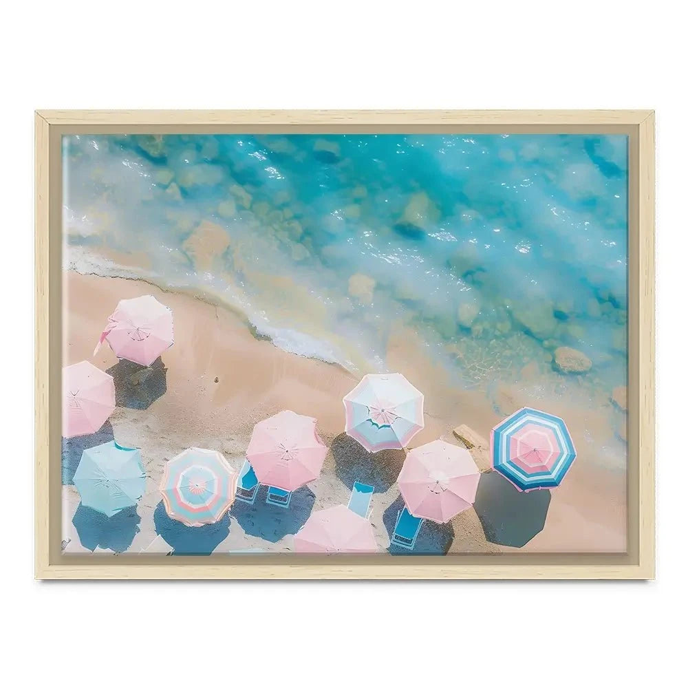 Pastel Beach Umbrellas Canvas Print Pastel Beach Umbrellas Canvas Print wall art product Art Print Shop