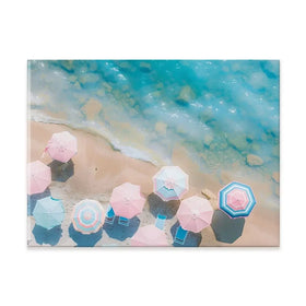 Pastel Beach Umbrellas Canvas Print Pastel Beach Umbrellas Canvas Print wall art product Art Print Shop