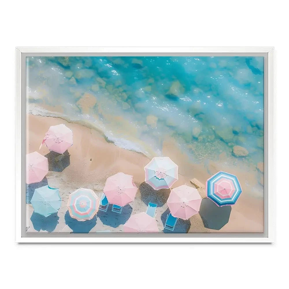 Pastel Beach Umbrellas Canvas Print Pastel Beach Umbrellas Canvas Print wall art product Art Print Shop