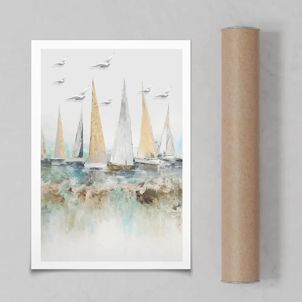 Pastel Sail Boats Art Print Pastel Sail Boats Art Print wall art product Muzi pear studio / Shutterstock