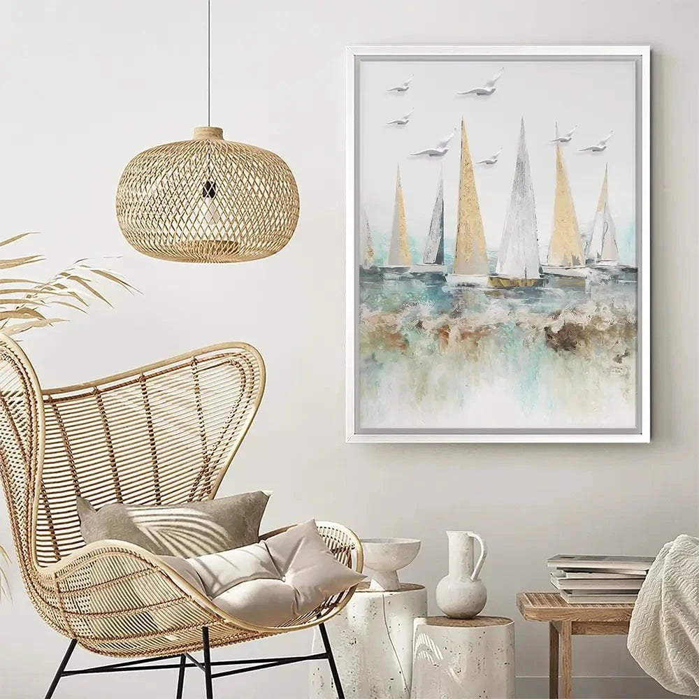 Pastel Sail Boats Canvas Print Pastel Sail Boats Canvas Print wall art product Muzi pear studio / Shutterstock