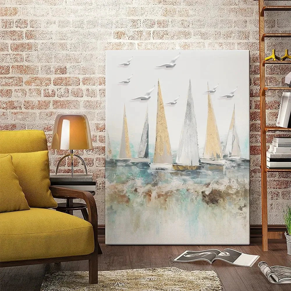 Pastel Sail Boats Canvas Print Pastel Sail Boats Canvas Print wall art product Muzi pear studio / Shutterstock