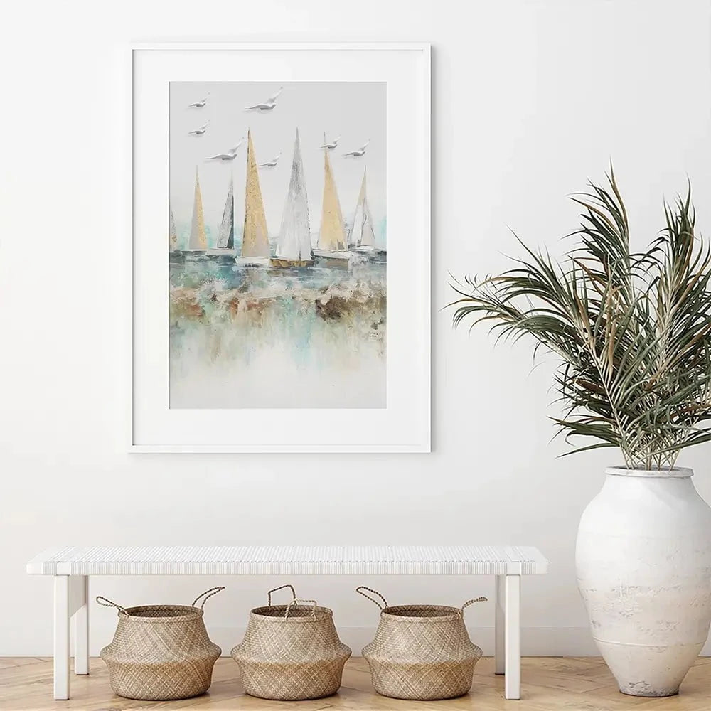 Pastel Sail Boats Framed Art Print Pastel Sail Boats Framed Art Print wall art product Muzi pear studio / Shutterstock
