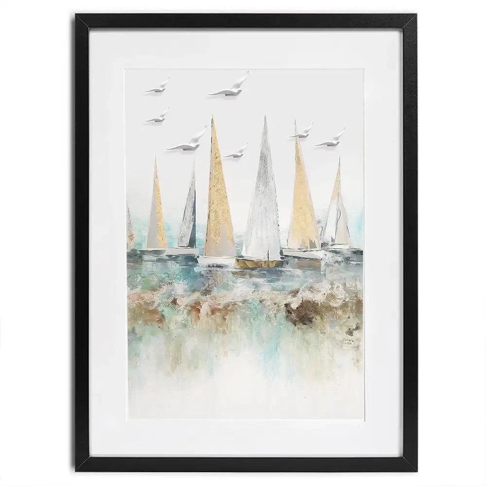 Pastel Sail Boats Framed Art Print Pastel Sail Boats Framed Art Print wall art product Muzi pear studio / Shutterstock