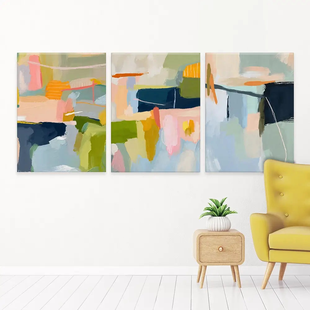 Pastel Wonder Trio Canvas Print Pastel Wonder Trio Canvas Print wall art product Lisa Nohren - Independent