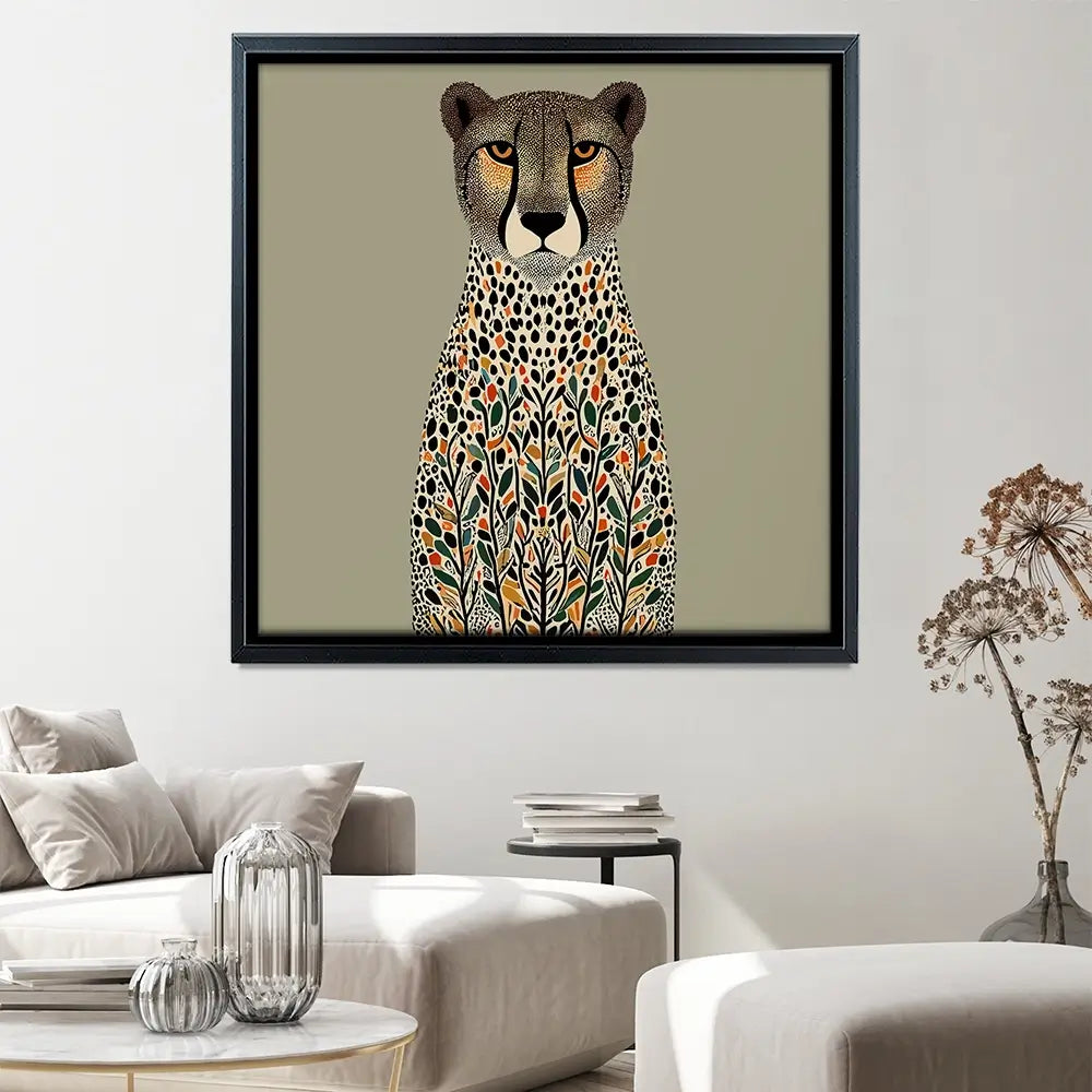 Patterned Cheetah Square Canvas Print Patterned Cheetah Square Canvas Print wall art product P & M Print Gallery