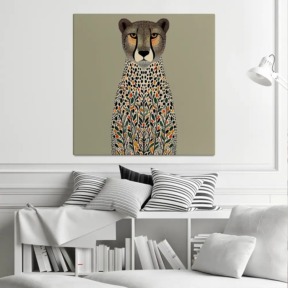 Patterned Cheetah Square Canvas Print Patterned Cheetah Square Canvas Print wall art product P & M Print Gallery